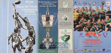 Twickenham Rugby Programme Trio (3): RFU Pilkington Cup Final 1996, Bath v Leicester; the Army v the