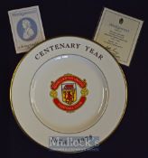 Manchester Utd 1878-1978 centenary limited fine bone china souvenir plate featuring the crest of