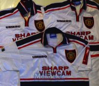 1997/99 Manchester United Away Football Shirts all replica shirts, short sleeves, in white, sizes