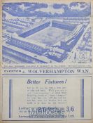 1938/39 Everton v Wolves Football Programme date 08/10/38, in very good condition
