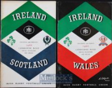 1966 Five Nations Duo of Rugby Programmes (2): Excellent substantial Lansdowne Road, Dublin issues