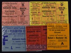 1968/69 Manchester Utd FAC match tickets homes Everton, Watford, Birmingham City (full ticket) and