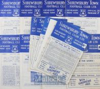 Selection of Shrewsbury Town home programmes to include 1955/56 Northampton Town, Watford,