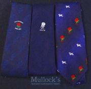 RFU official rugby bow ties of England interest (3): RFU 125th Anniversary, v Baabaas; 75th