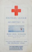 Pre-War 1939 at Molineux, Football League v All British XI football programme Boxing Day 26 December