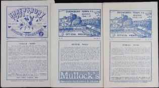1946/47 Shrewsbury Town v Gainsborough football programme 26 October, v Grantham 12 October, v