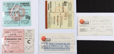 1976/77 Manchester Utd Football League Cup match tickets homes v Newcastle Utd, Everton, Tranmere