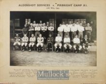 Scarce 1944 Black & White photograph, laid down, of the Army football teams at Aldershot 10 May