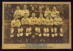 Autographed 1946/1947 Bolton Wanderers magazine team photograph with signatures of Len Gillies, Stan