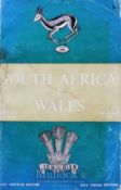 1964 South Africa v Wales Rugby Programme(s): Well-worn and partially-stained issue from the 24-3