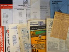 Selection of reserve/youth match programmes to include 1945/46 Aston Villa v Manchester City, 1956/