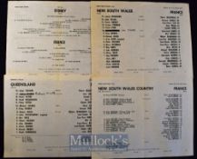 1971 France rugby tour of Australia rare team sheets (4): The centre team spreads only, from the