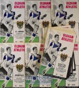 Selection of 1960s Oldham Athletic Football Programmes includes homes, 1963/64, 64/65, condition