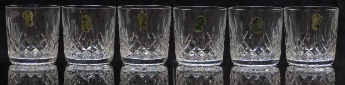 A set of six Waterford Crystal Lismore pattern tumblers, all with original paper labels, 8.5cm tall