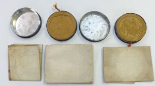 Three indentures including Charles II example dated 1666, the other with Victorian wax seals, one