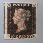 A good GB 1840 1d black 4 clear margins and very fine red Maltese Cross cancellation, letters E H