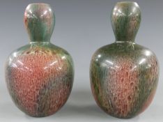 A pair of Bretby double gourd shaped vases with impressed marks to base 1537E, 21cm tall