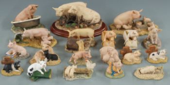 Large collection of Border Fine Art pig ornaments including 'Mud Glorious Mud', 'Mr Worley's
