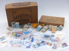 Collection of vintage packaging to include airline matchbooks, cigarette boxes, Marsh's Cambridge