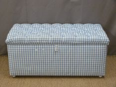 Gingham covered ottoman / blanket box, L105 x D50 x H51cm