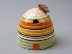 Clarice Cliff for Wilkinson Pottery Bizarre honeypot with bee finial, 7.5cm tall