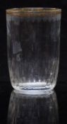 St Louis cut and fluted glass beaker, the top rim etched and highlighted in gilt, marked to the base