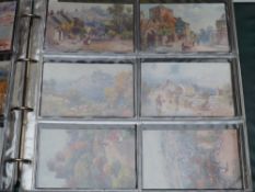 Two albums of topographical oilette postcards by H B Wimbush including West Country, town, village