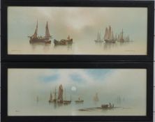 Garman Morris pair of maritime prints Grey Morning and Moonrise, 18 x 53cm