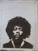 Jimi Hendrix poster by Nigel Ashcroft, signed and dated by the artist, 18 x 54cm