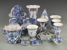 Delft pottery including jugs, vases and jardiniere, Coalport calico / chintz jardiniere, Bing and