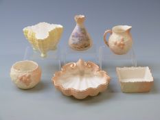 Six small Royal Worcester, Locke & Co and Grainger vases, jugs and dishes, tallest 9.5cm