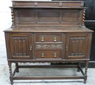 Oak sideboard width barley twist supports, W 137 x D48 x H137cm