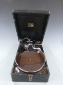 HMV c1930s wind up portable gramophone model 102