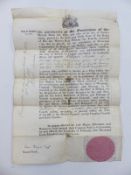 1857 pilot's licence to William Jones with seal relating to pilotage in Cardiff and the Bristol