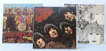 The Beatles - Rubber Soul (PMC 12767), Revolver (PMC 7009) and Sgt Pepper (PMC 7027) with inner