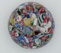 Baccarat or St Louis scrambled glass paperweight with multi-coloured canes and twists, 64mm in