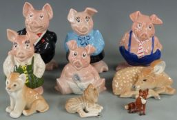 Wade Nat West pigs, Lomonosov figures, Beswick fox