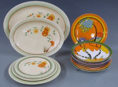 Six Clarice Cliff platters / plates and eight Wedgwood Clarice Cliff pattern plates
