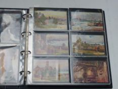 An album of postcards by various artists comprising R Esdale Richardson, mainly Isle of Wight