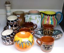 A collection of studio pottery and similar ceramics