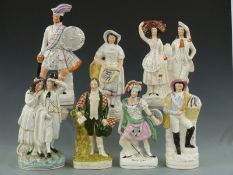 Seven large Staffordshire figures, tallest 38cm
