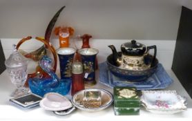 A group of ceramics and glass including Royal Crown Derby, Carltonware, art glass, Victorian