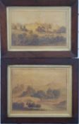 Pair of 19thC watercolours on paper laid on board of country estates, in rosewood frames, each 20