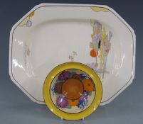 Clarice Cliff  Newport Pottery Bizarre 'Gayday' bowl and Woodland platter, 35.5 x 28.5cm