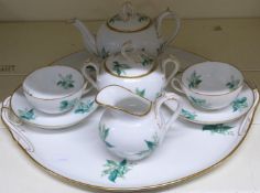 French porcelain tea set for two on tray