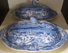 Spode Italian pattern a pair of shaped and segmented tureens