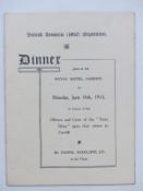 British Antarctic (1910) Expedition signed menu from a dinner given at the Royal Hotel, Cardiff,