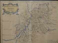 Robert Morden 18th century map of Gloucestershire, 36 x 43cm