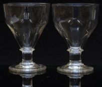 A pair of Georgian clear glass rummers, both with knopped stems, height 14.5cm