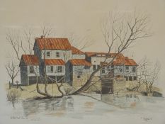 A.L.Richardson signed limited edition (182/500) print Zedler's Mill on the San Marcos River, Luling,